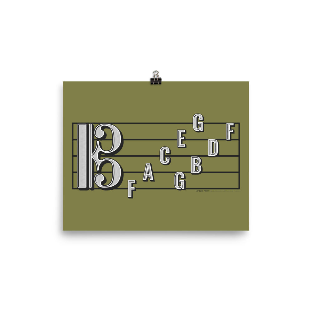 Alto Clef Staff Note Names Poster, Green