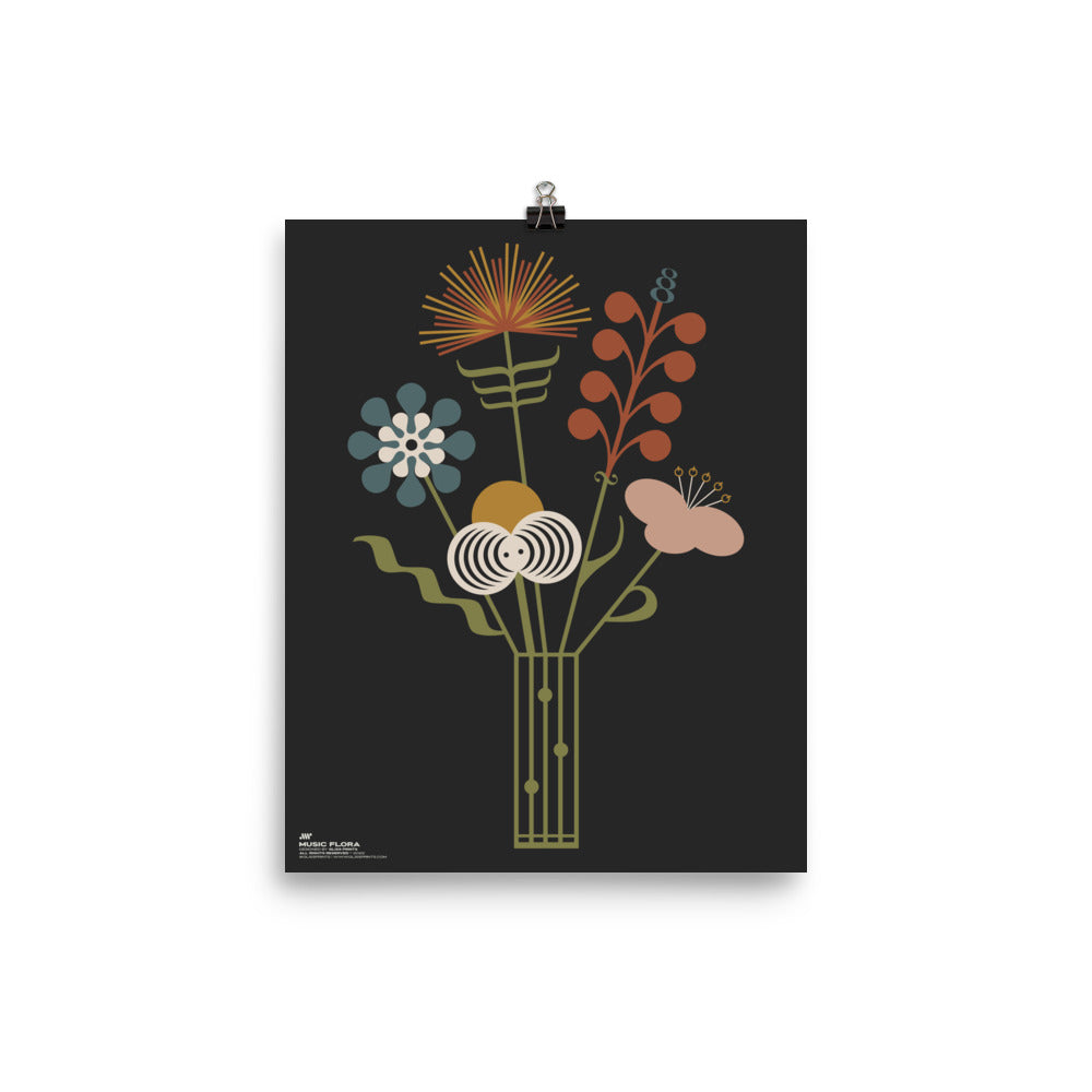 Music Flora - Music Symbols Flower Bouquet Print