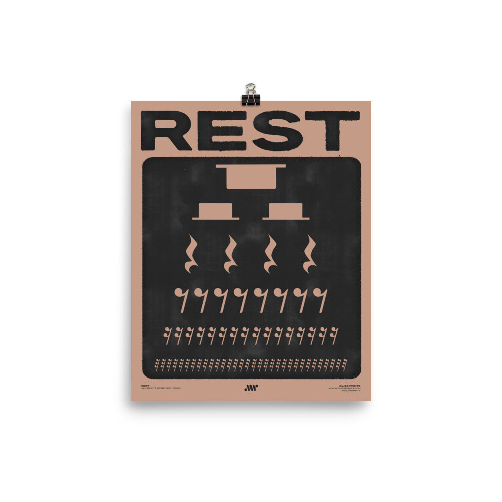 Music Rest Symbol Poster, Pink