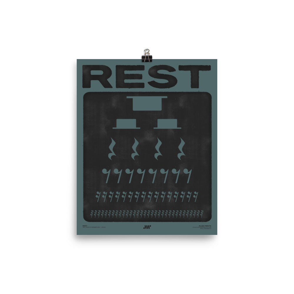 Music Rest Symbol Poster, Blue