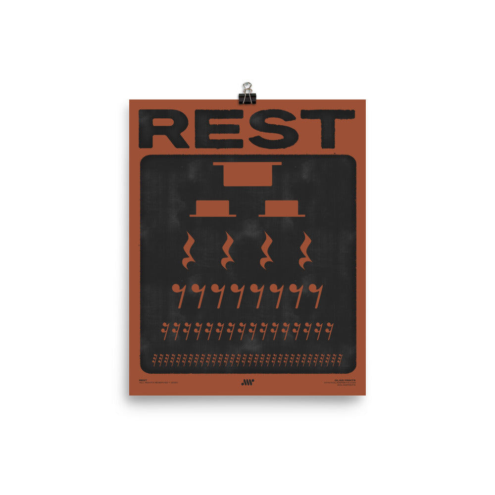 Music Rest Symbol Poster, Red