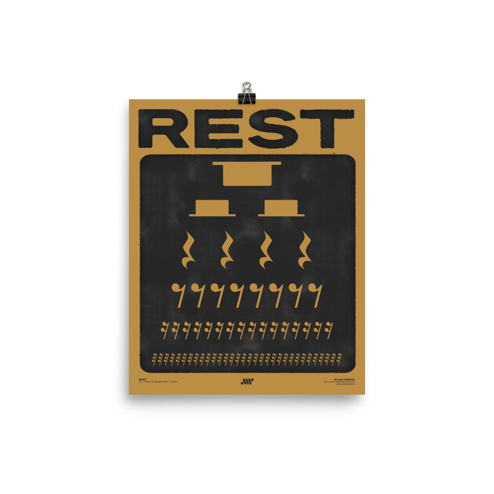 Music Rest Symbol Poster, Yellow