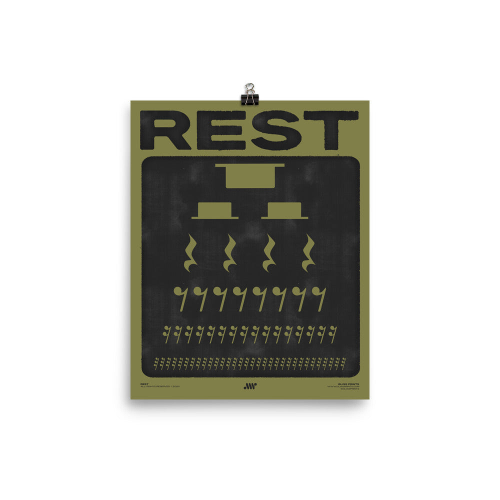 Music Rest Symbol Poster, Green