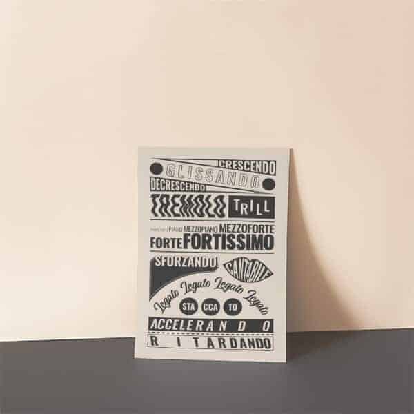 Music Terms Posters, Music Room Decor Cream