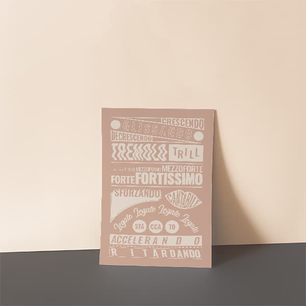Music Terms Poster, Music Room Decor Pink