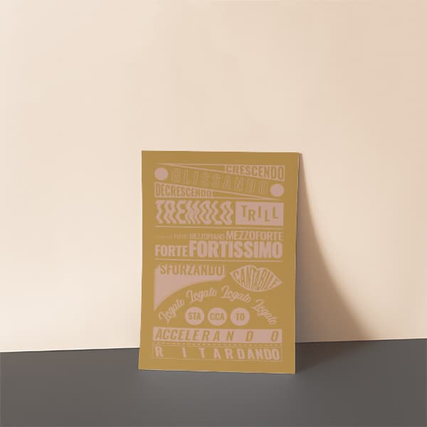Music Terms Poster, Music Room Decor Yellow