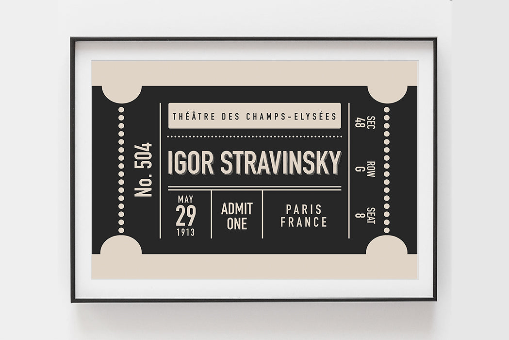 Custom Concert Ticket Stub Poster, Cream