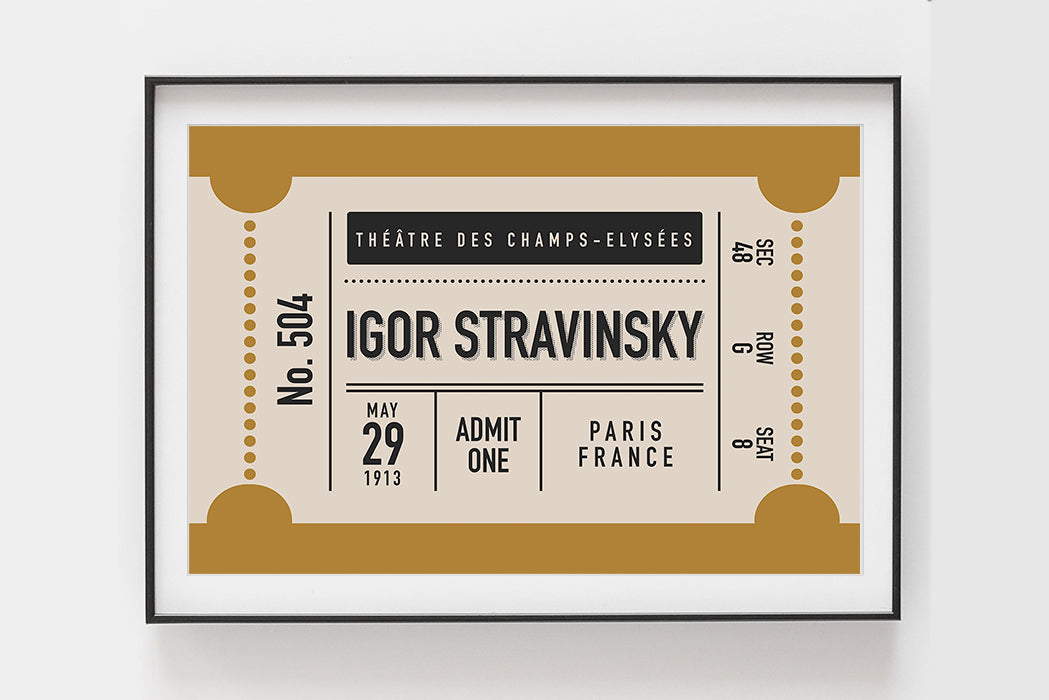 Custom Concert Ticket Stub Poster, Yellow