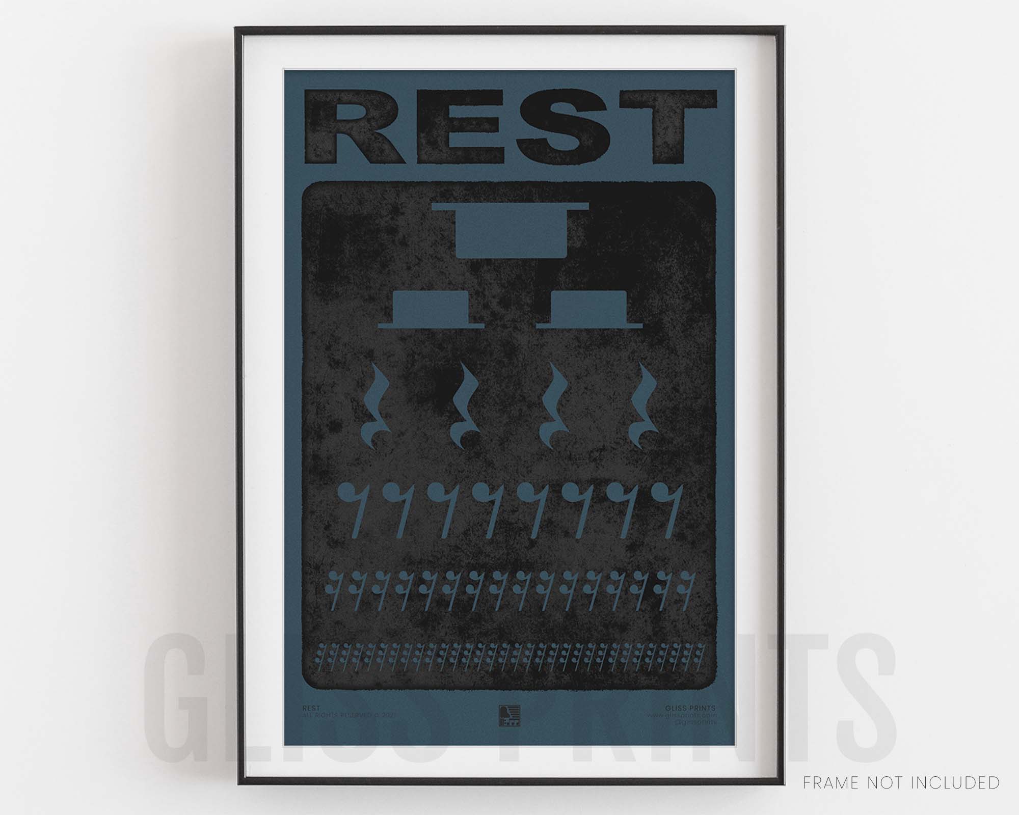 Music Rest Symbol Poster, Blue