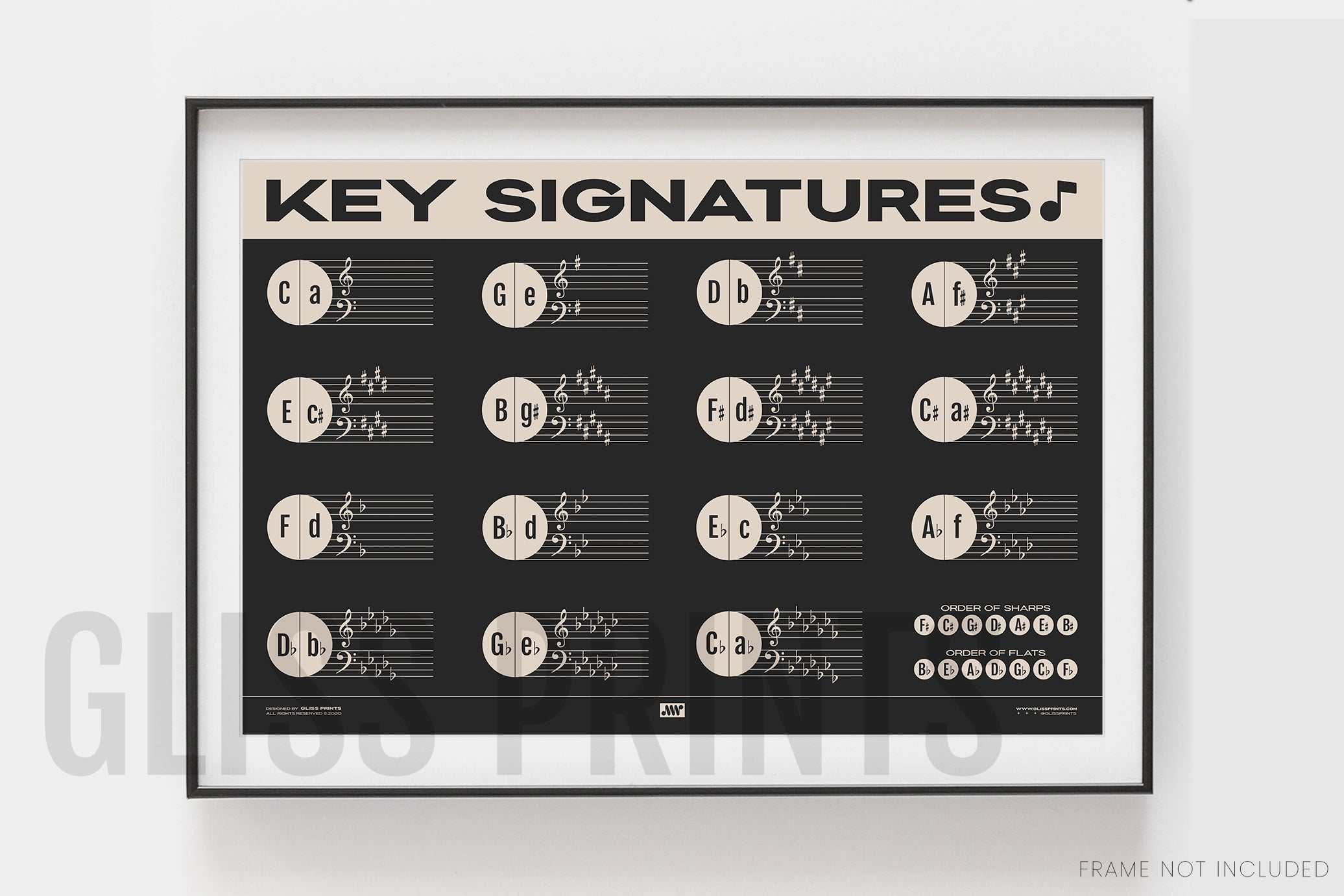Music Key Signature Print, Black