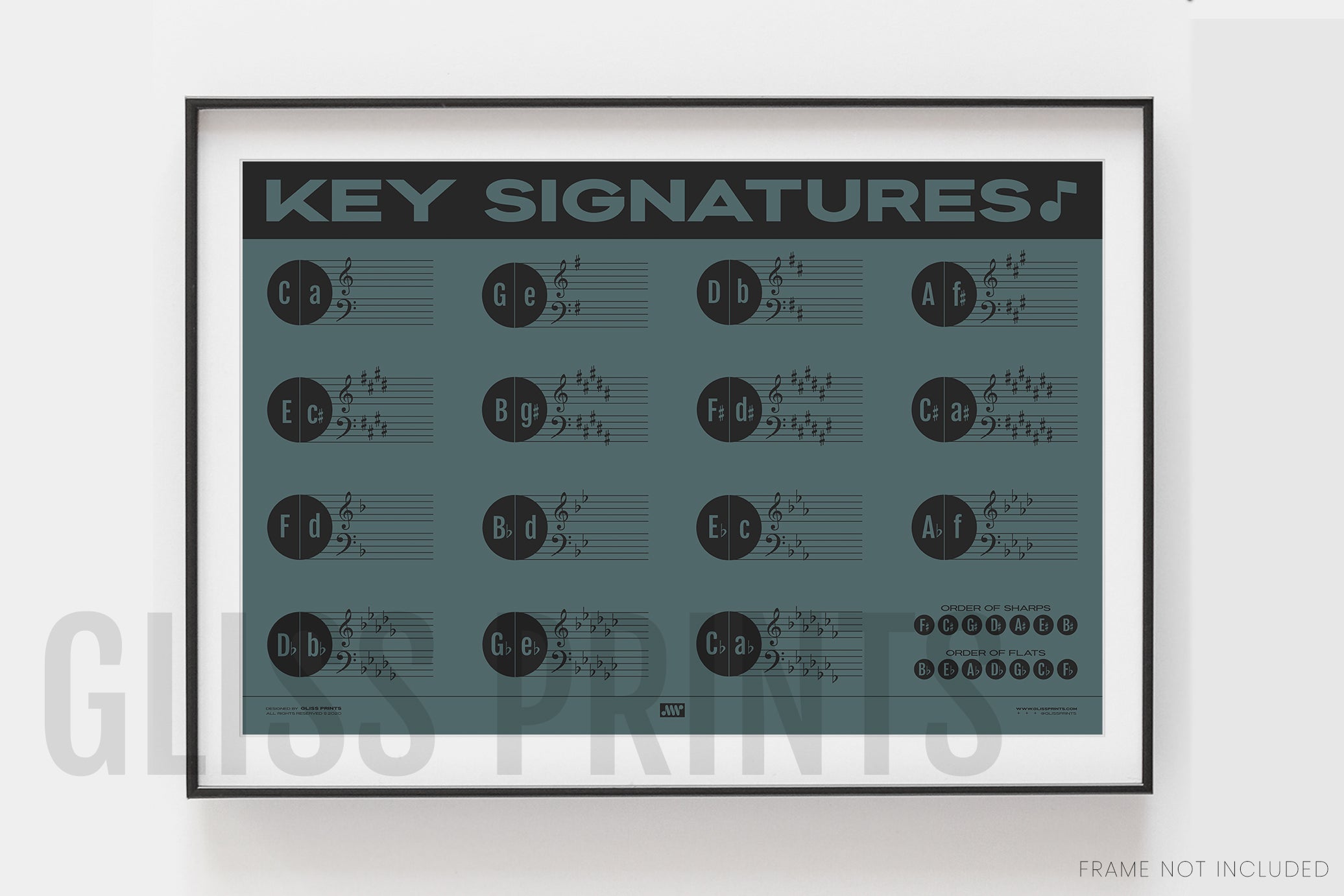 Music Key Signature Print, Blue