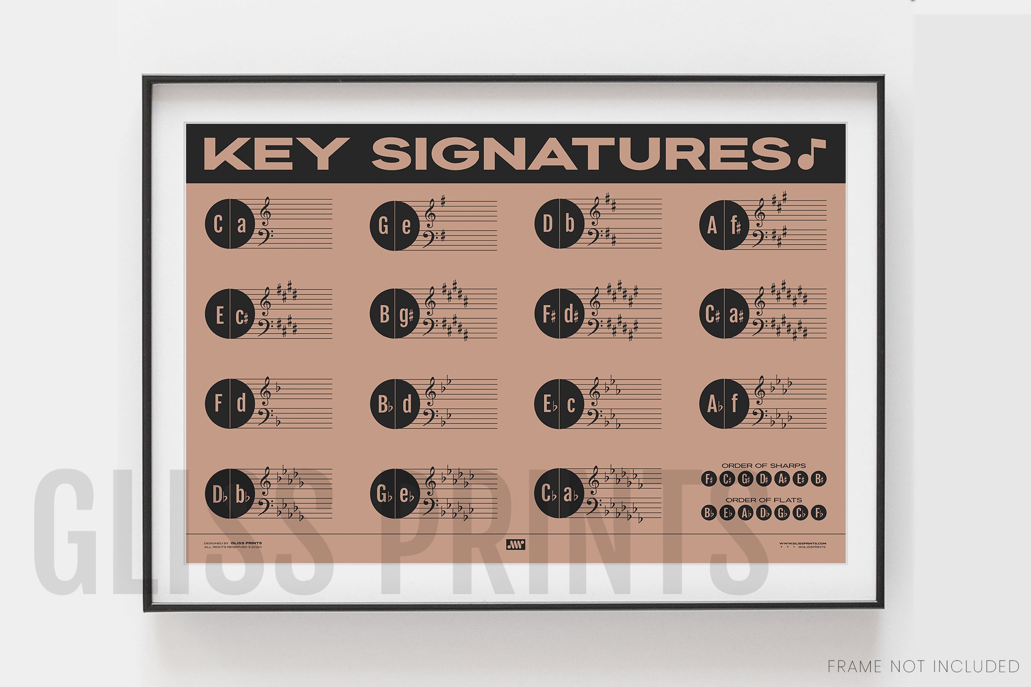 Music Key Signature Print, Pink