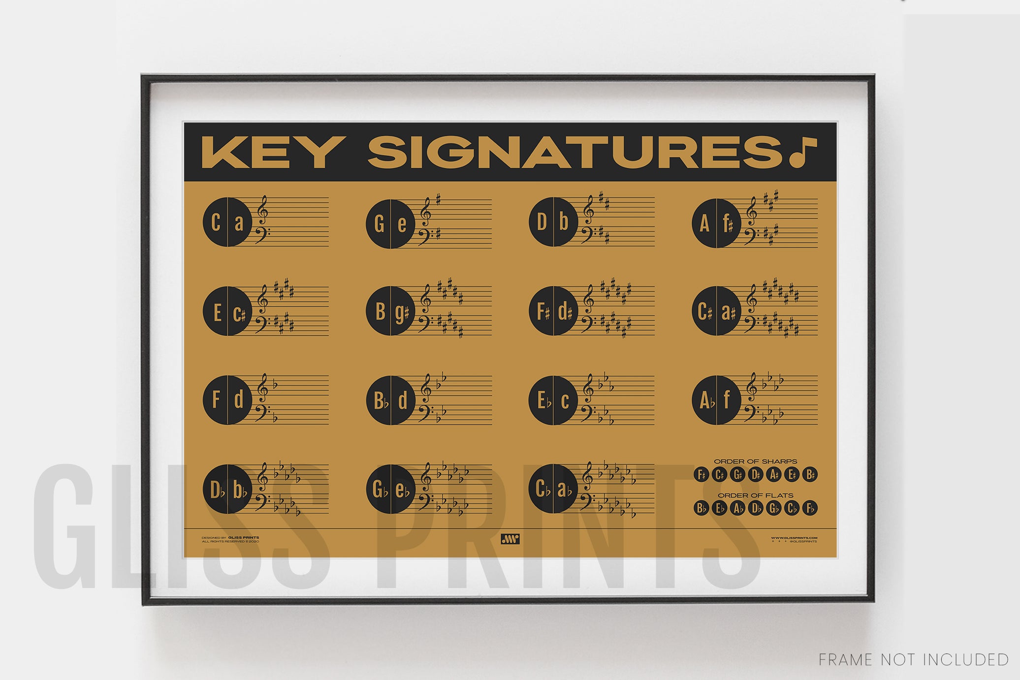 Music Key Signature Print, Yellow