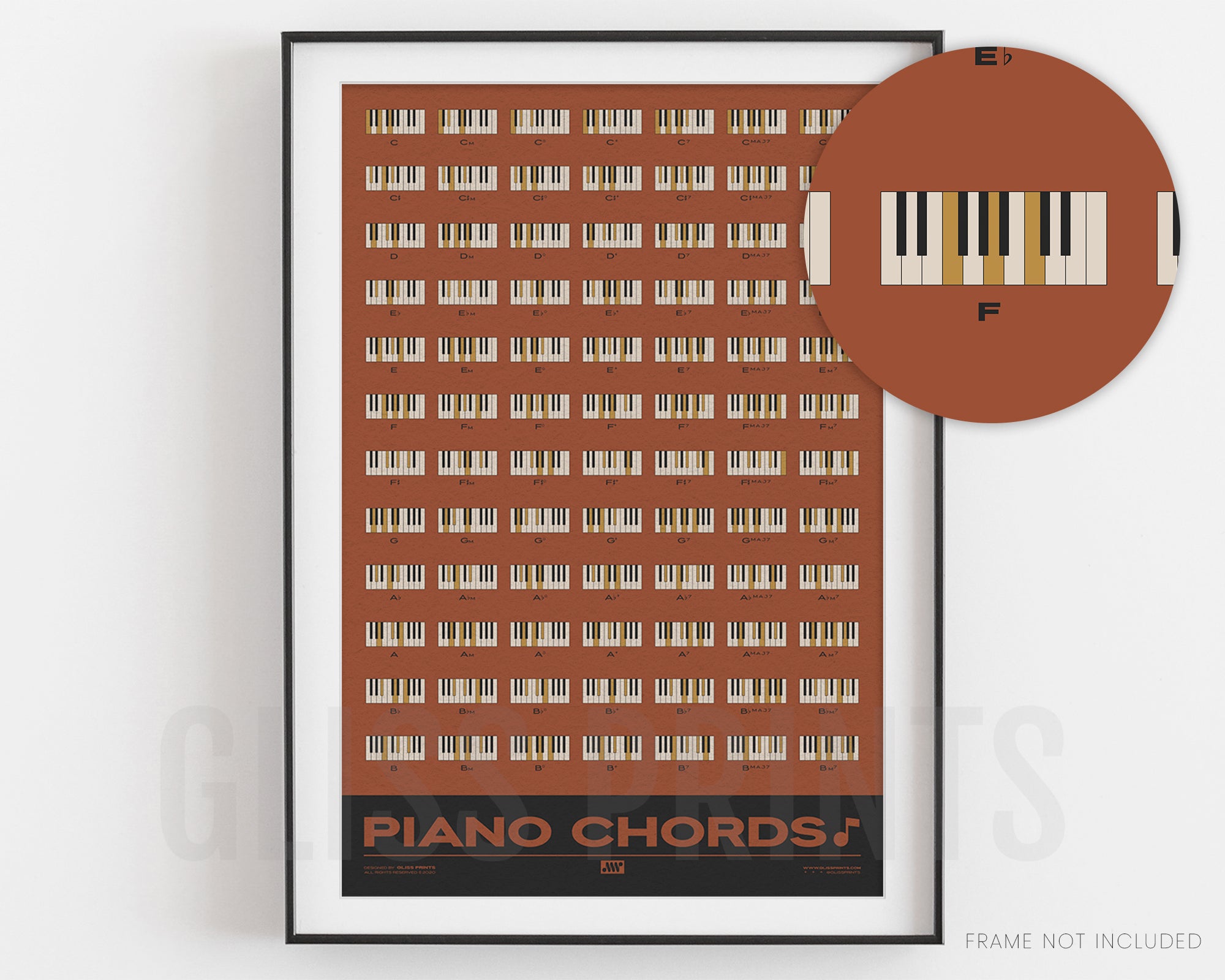 Piano Chords Chart, Red