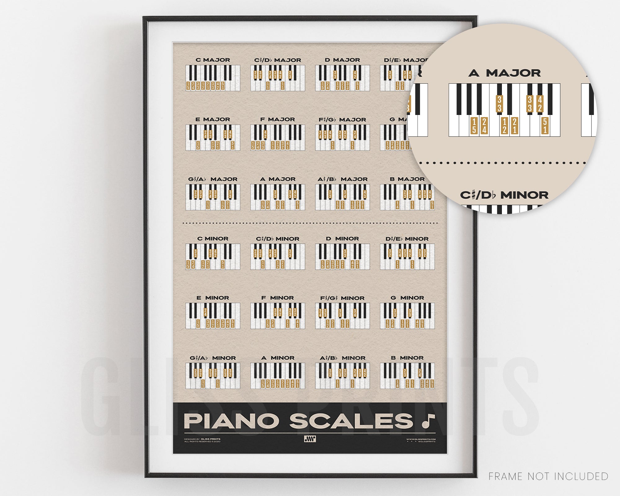 Piano Scales Chart, Cream