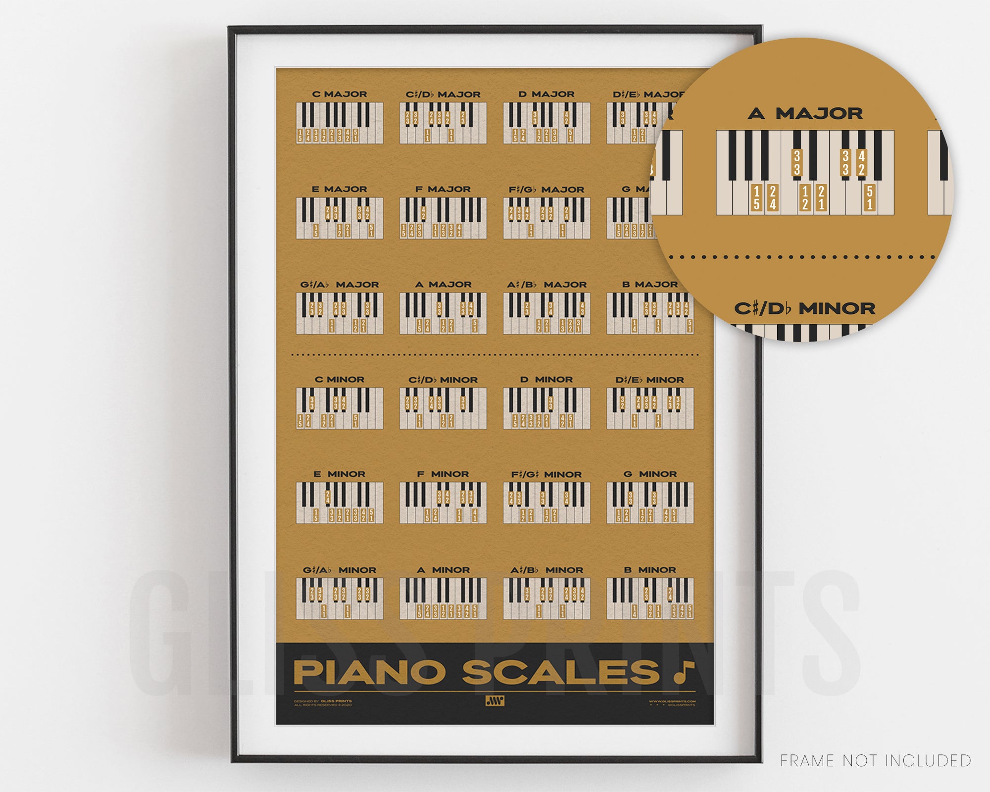 Piano Scales Chart, Yellow