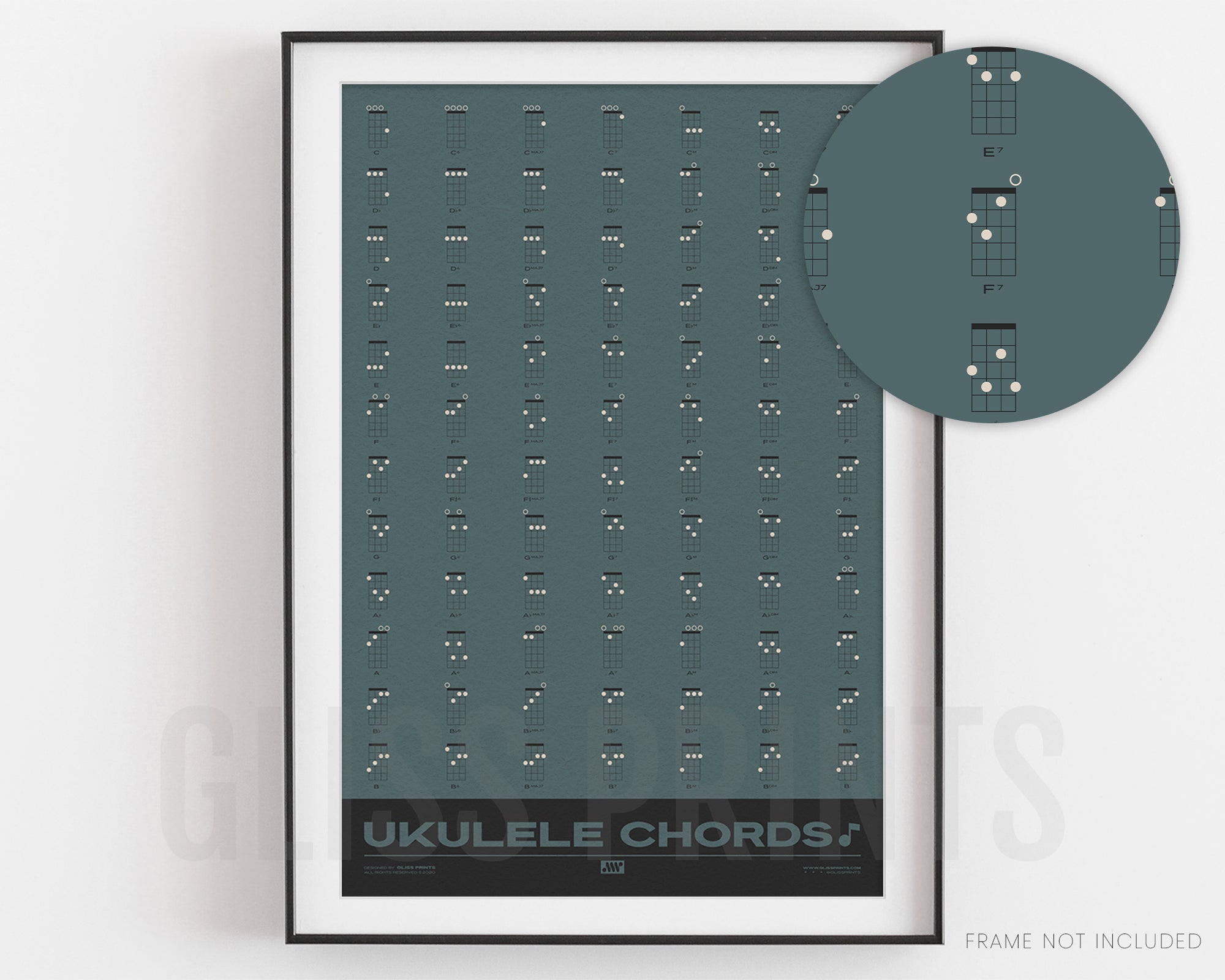 Ukulele Chord Chart, Blue