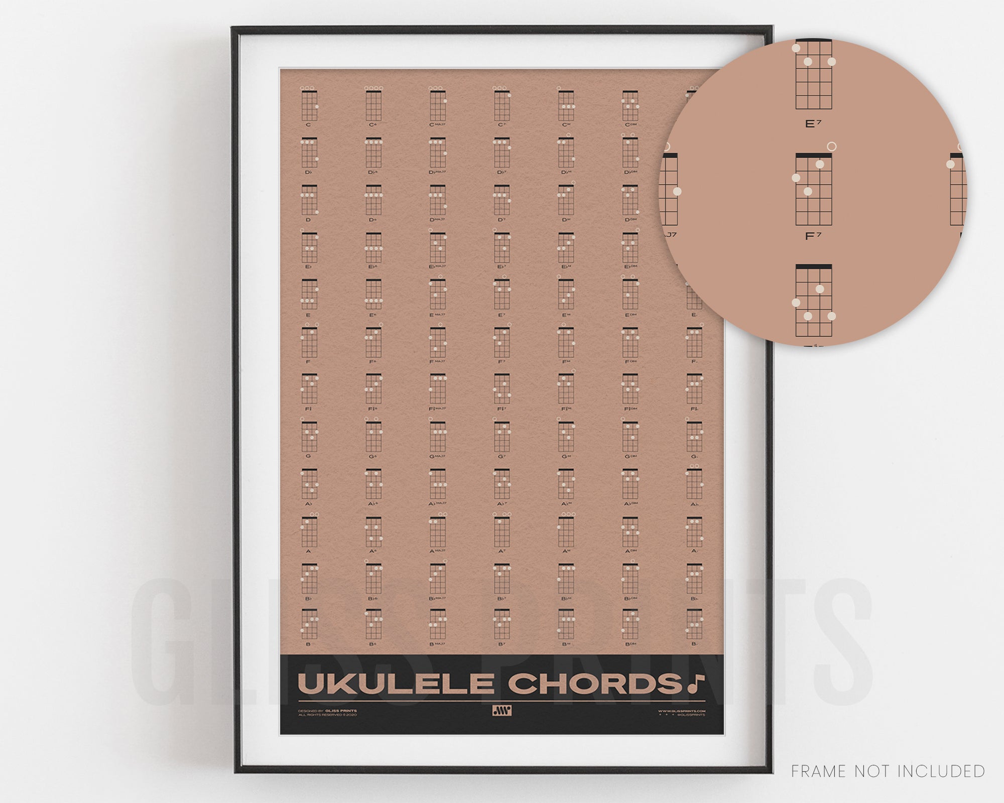 Ukulele Chord Chart, Pink