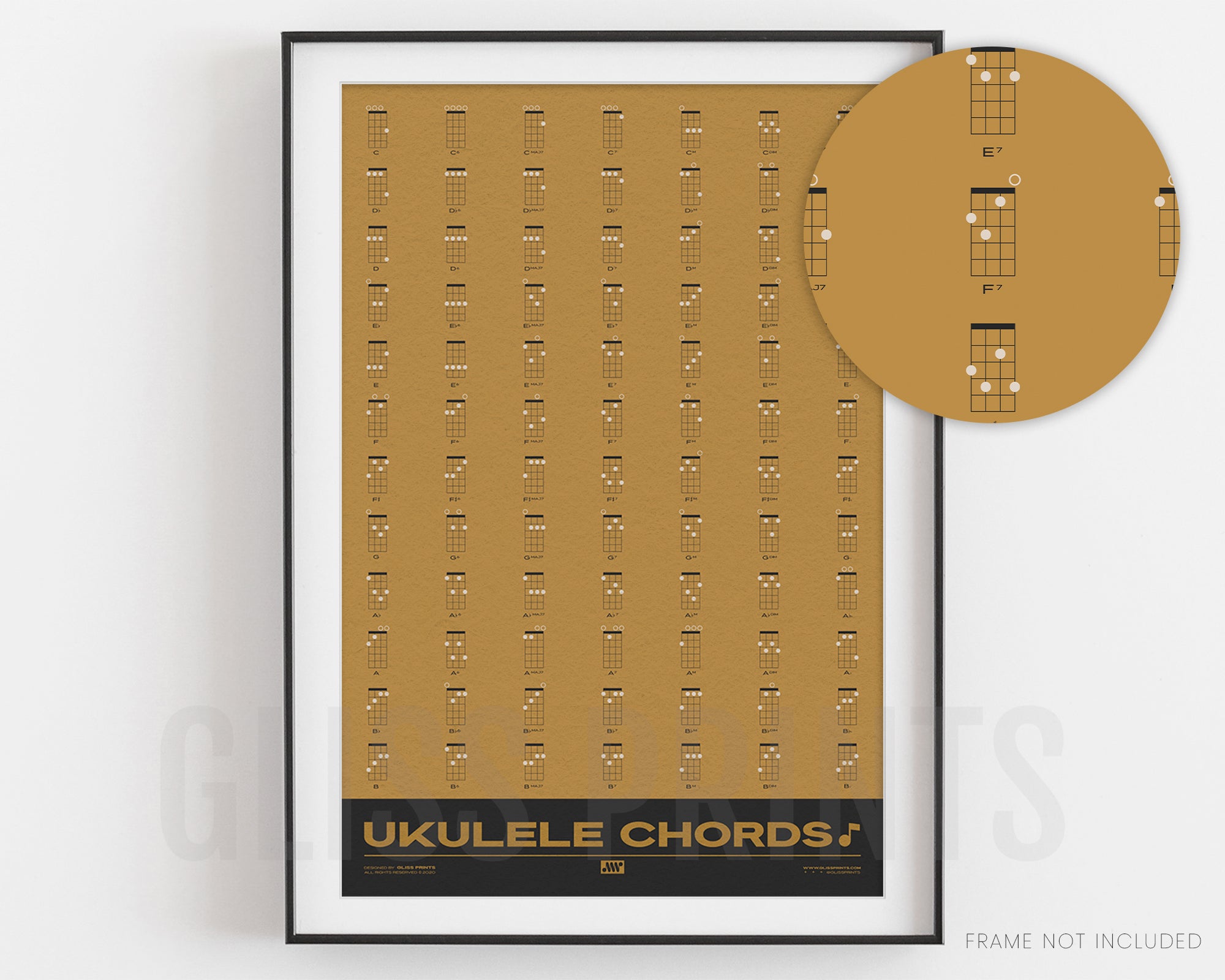 Ukulele Chord Chart, Yellow