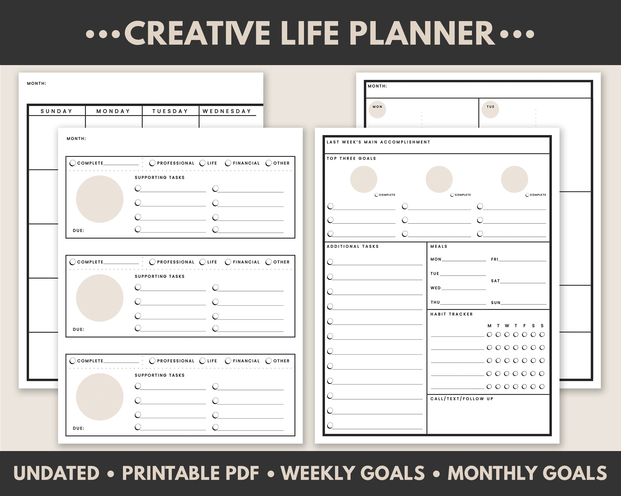 Undated Creative Life Planner | Printable PDF