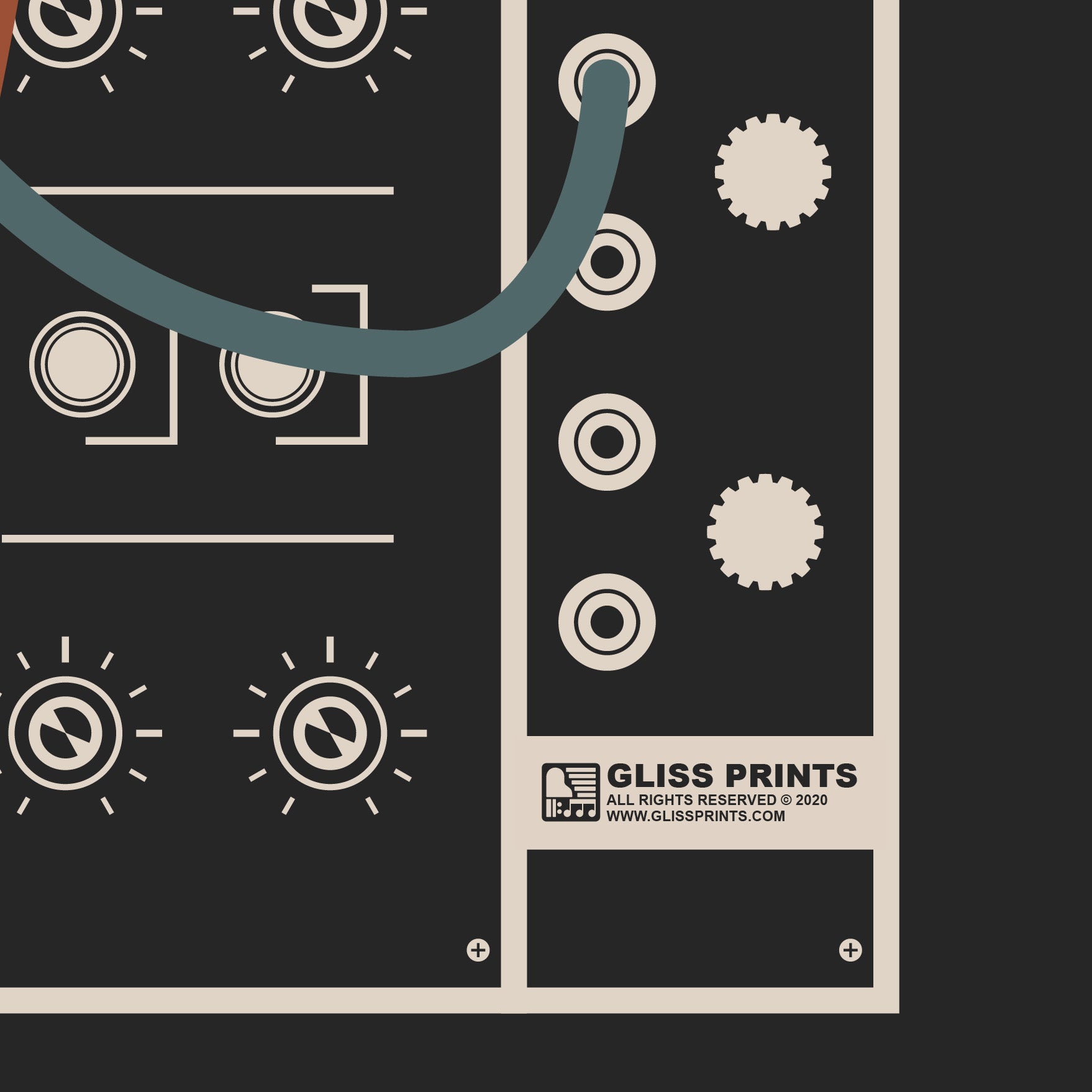 Modular Synthesizer Poster, Eurorack Inspired Print, Black