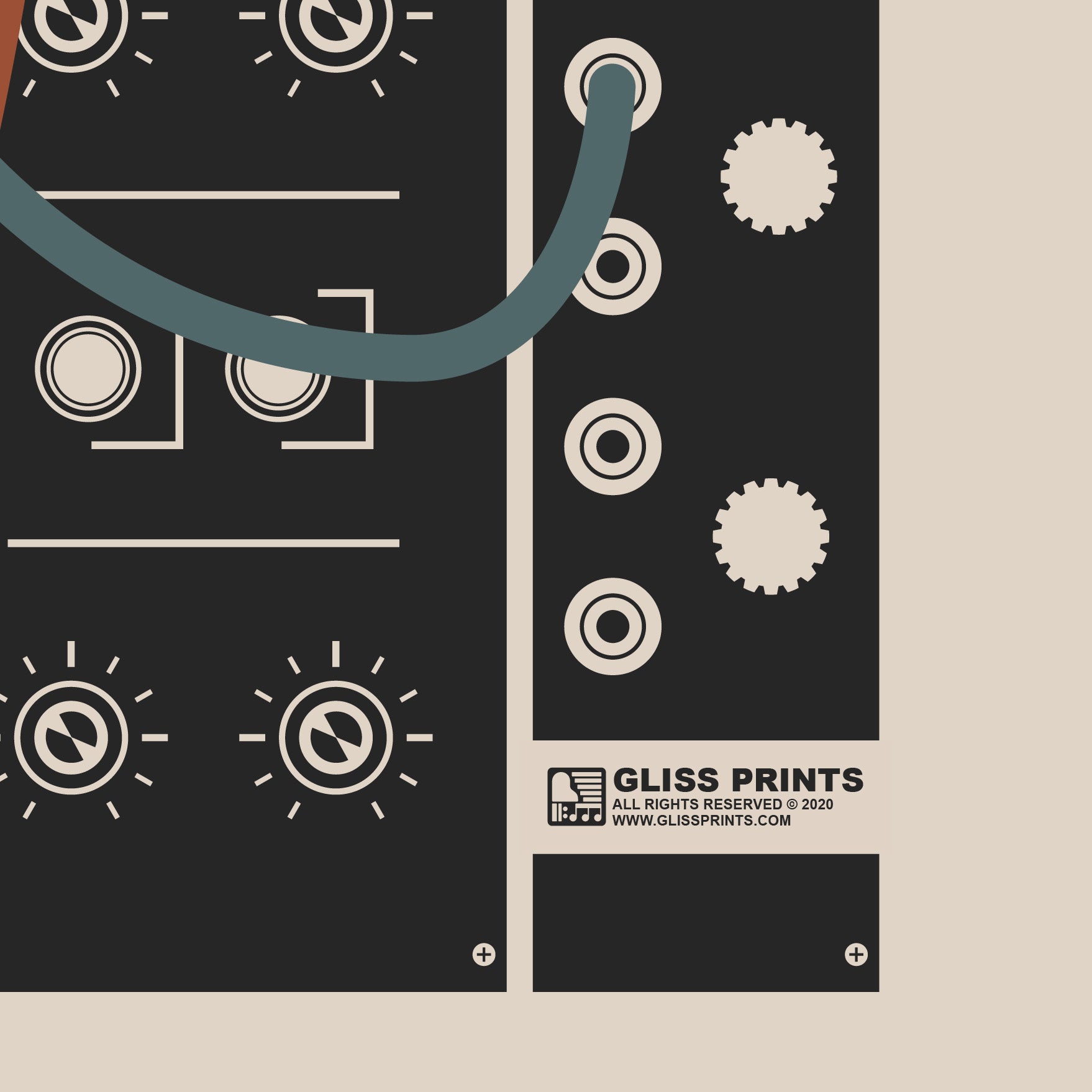 Modular Synthesizer Poster, Eurorack Inspired Print, Cream