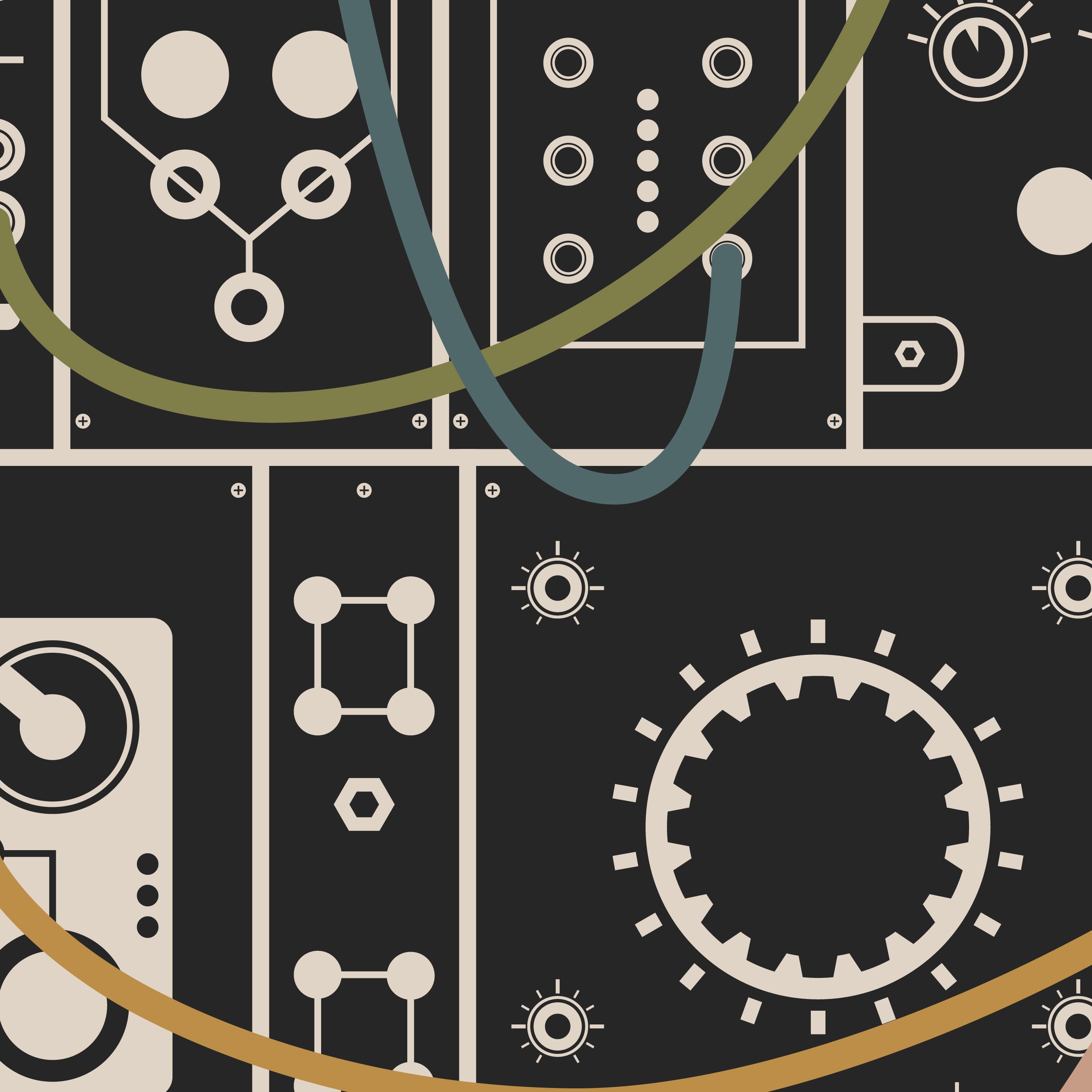 Modular Synthesizer Poster, Eurorack Inspired Print, Cream