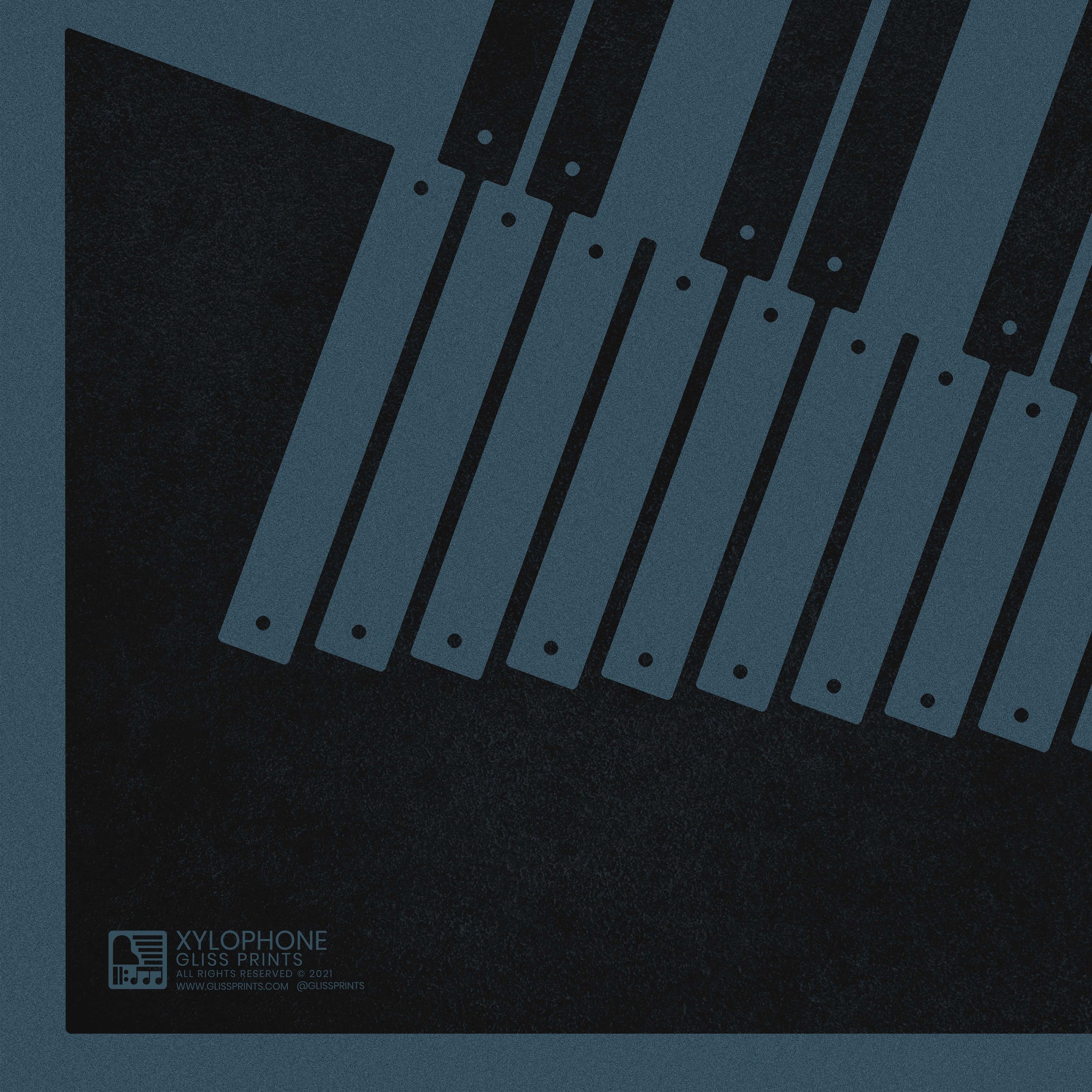 Xylophone Poster, Music Art Print, Blue