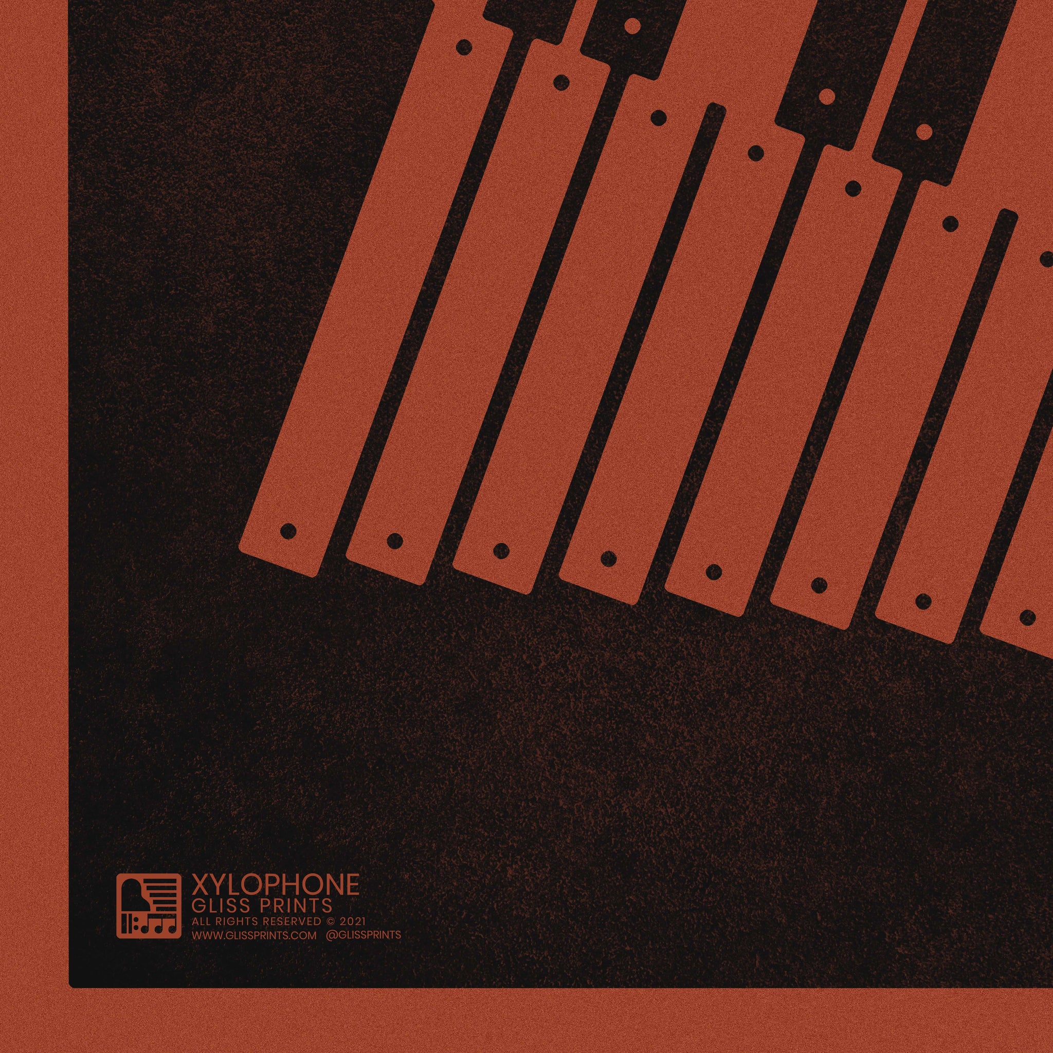 Xylophone Poster, Music Art Print, Red