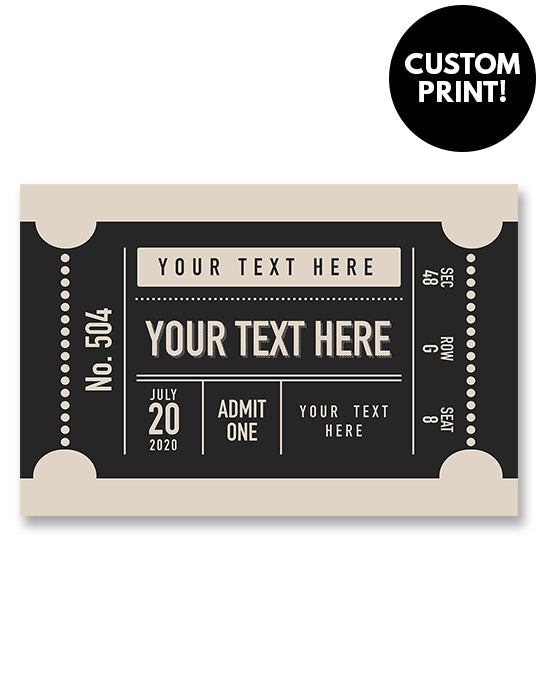 Custom Concert Ticket Stub Poster, Cream