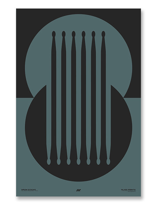 Drum Sticks Minimal Poster, Blue