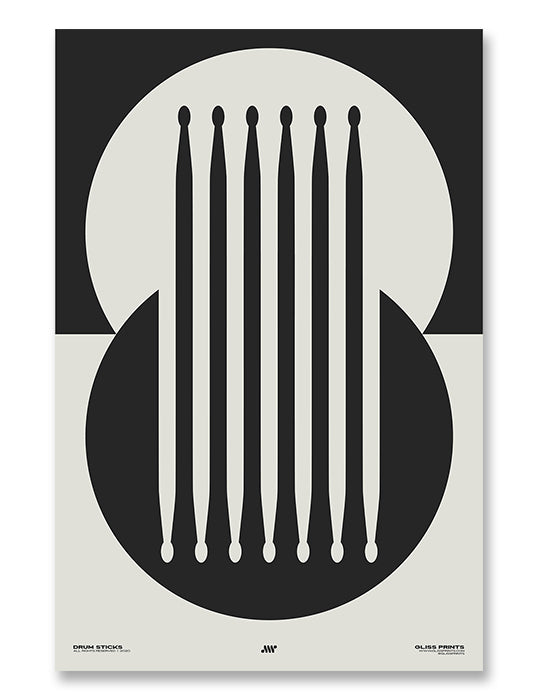 Drum Sticks Minimal Poster, Cream