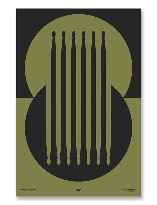 Drum Sticks Minimal Poster, Green