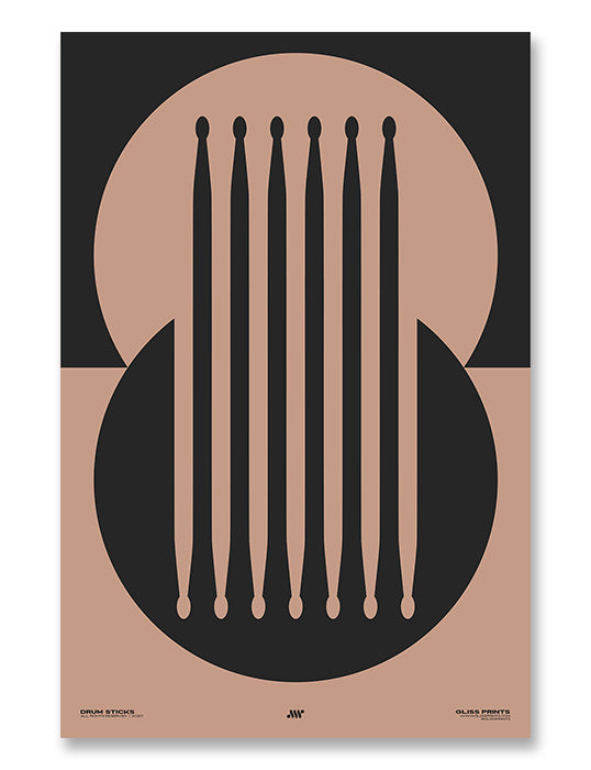 Drum Sticks Minimal Poster, Pink