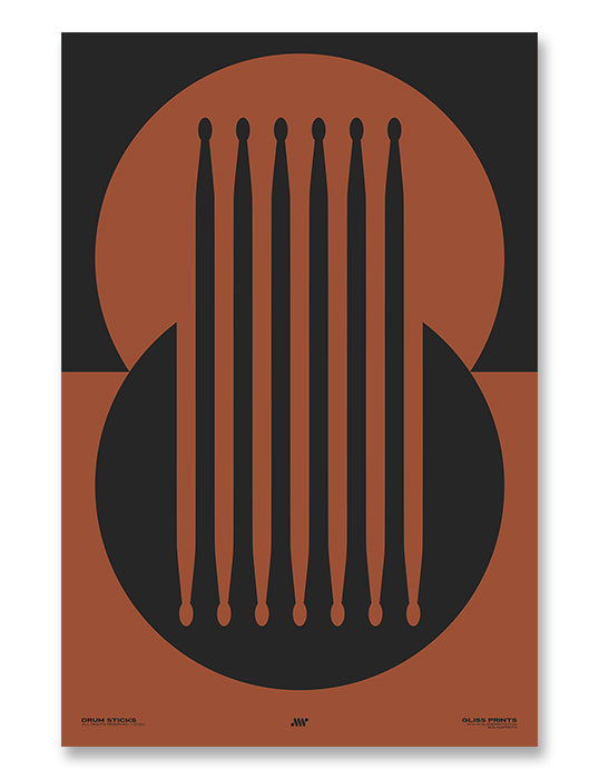 Drum Sticks Minimal Poster, Red