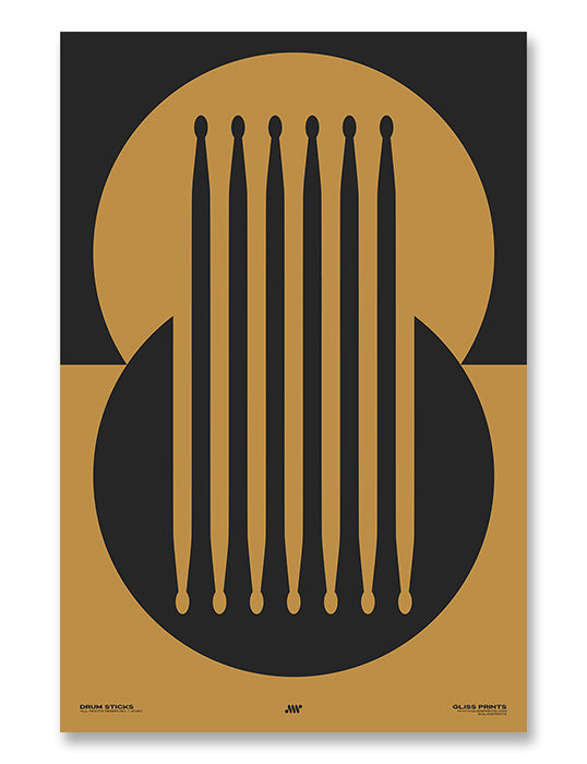 Drum Sticks Minimal Poster, Yellow