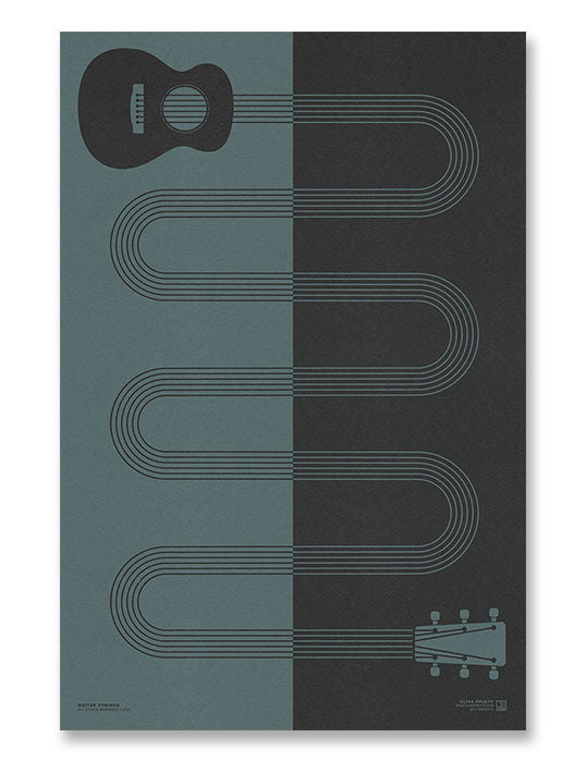 Guitar Strings Print, Blue