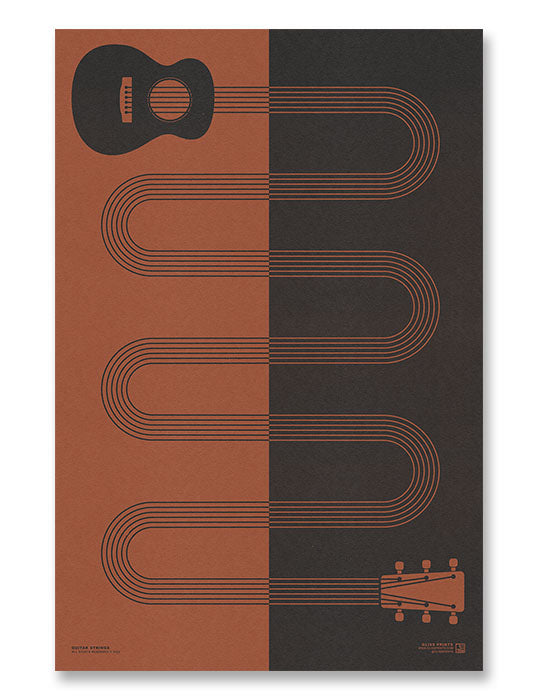 Guitar Strings Print, Red