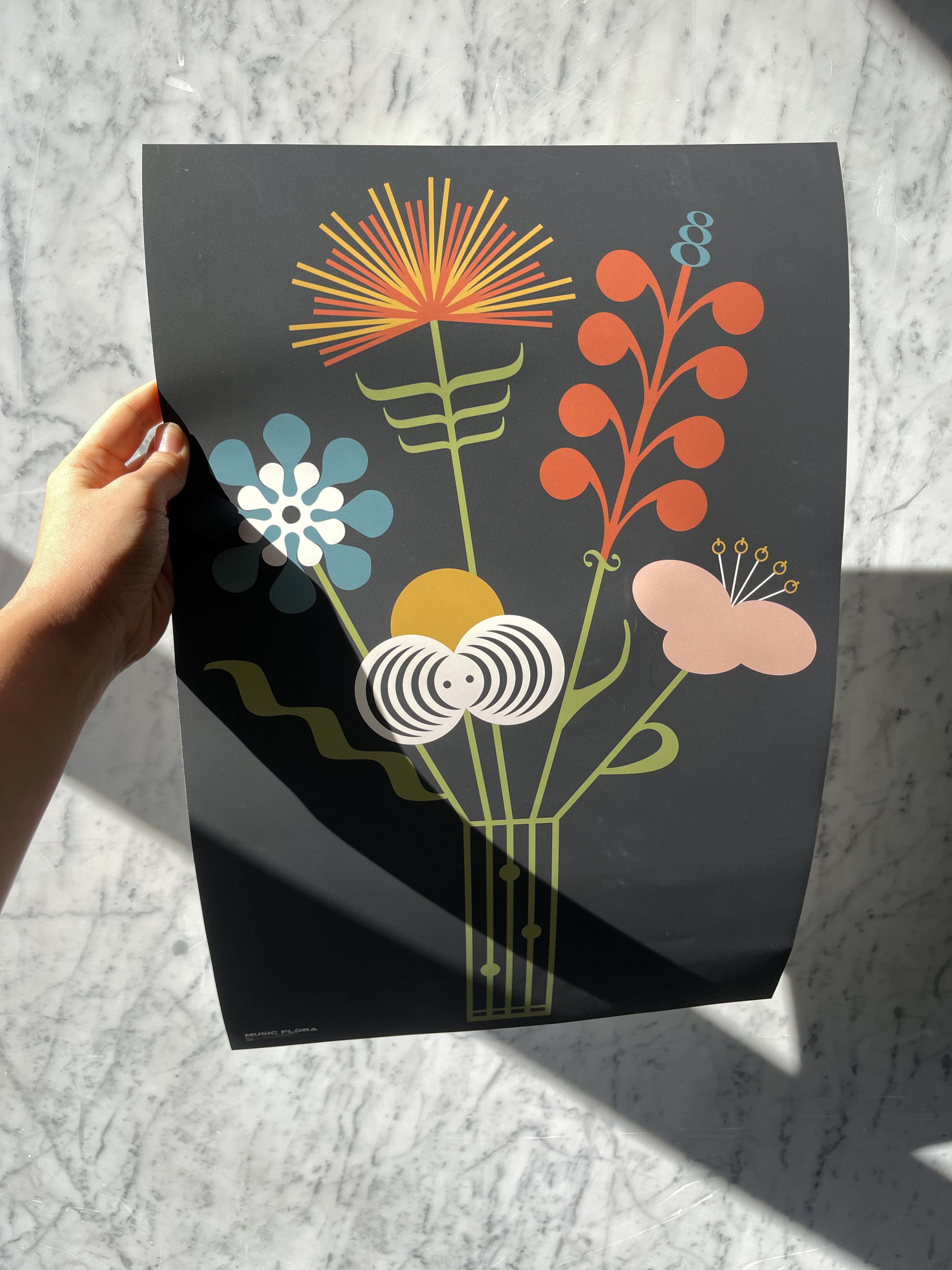 Music Flora - Music Symbols Flower Bouquet Print