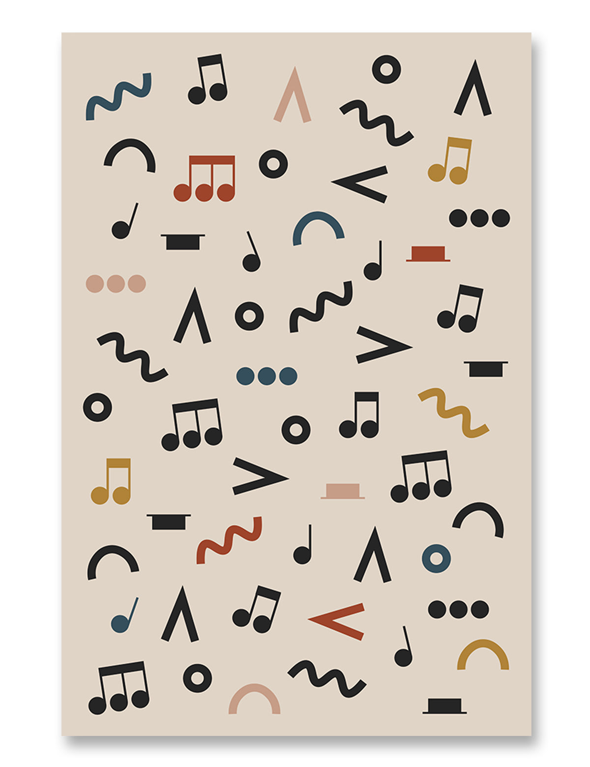 Music Notes Poster, Music Symbols, Music Room Decor, Cream