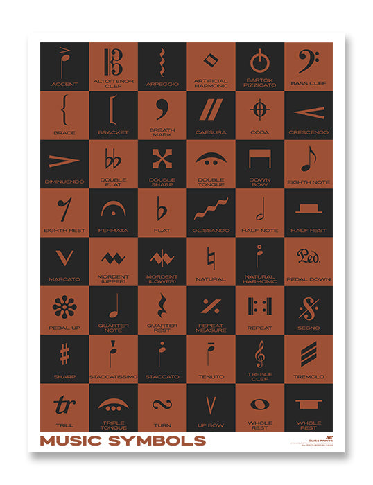Music Symbols Checkered Design Poster, Red