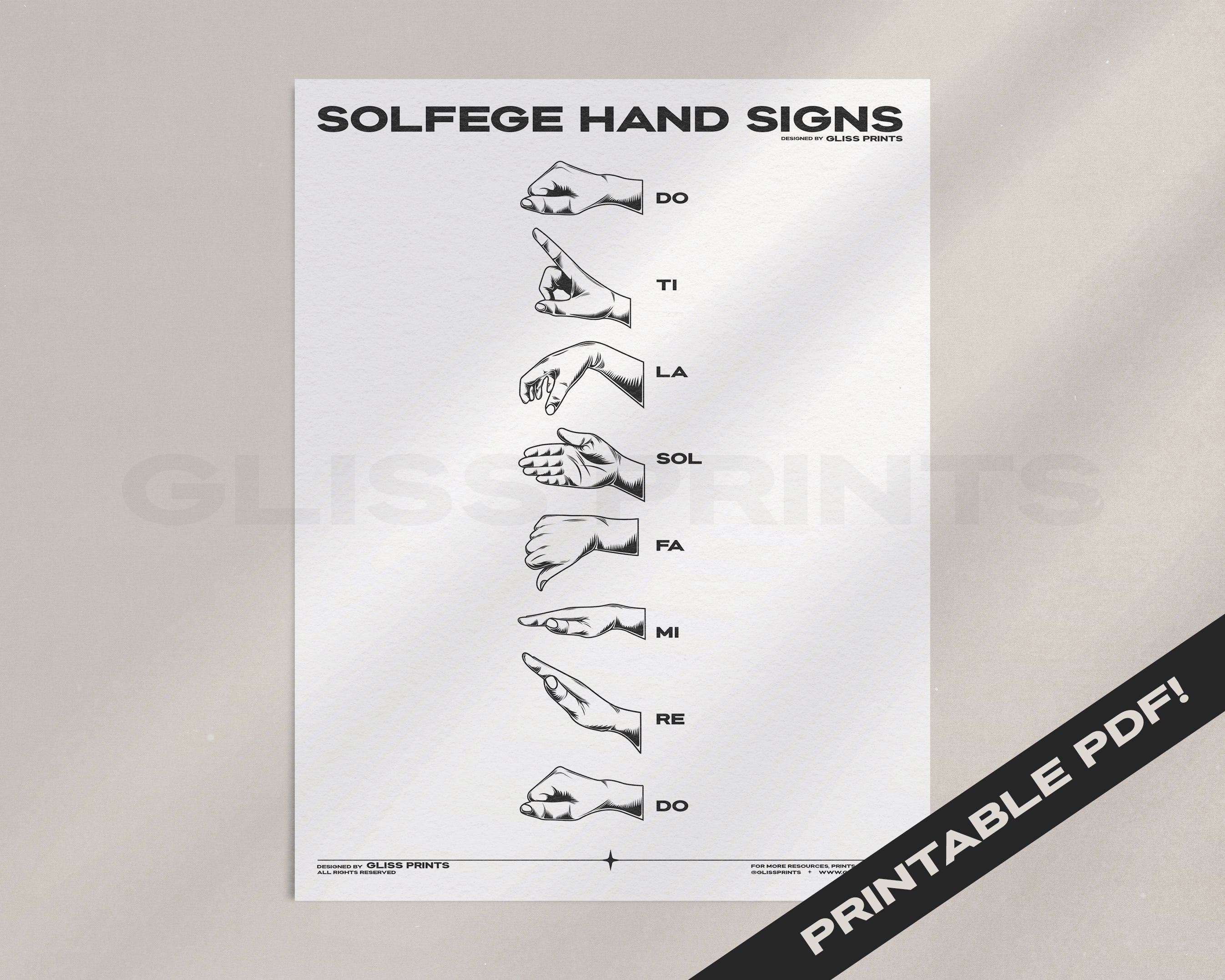 Solfege Hand Signs Digital Print – Gliss Prints