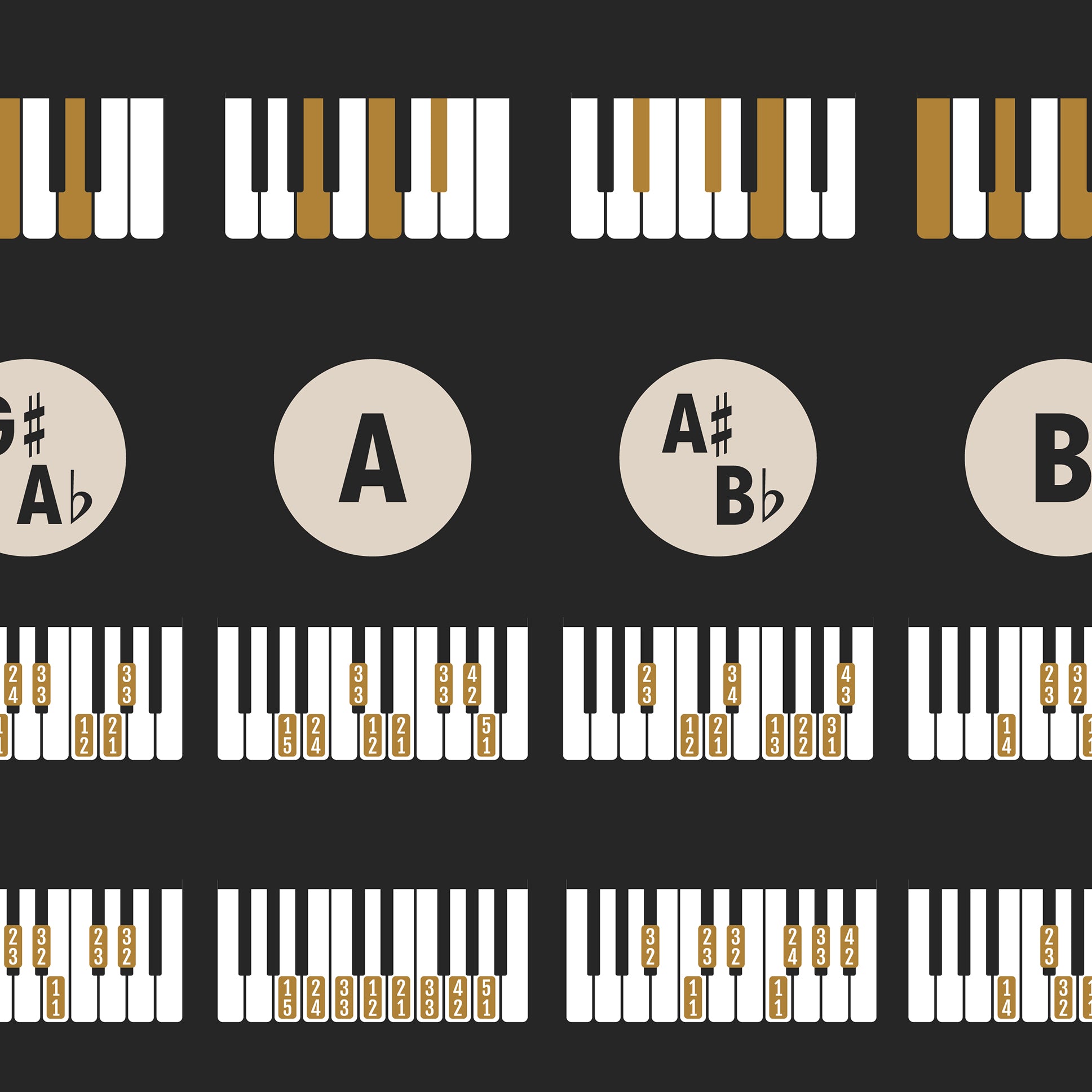 Piano Chords and Scales Master Chart, Black
