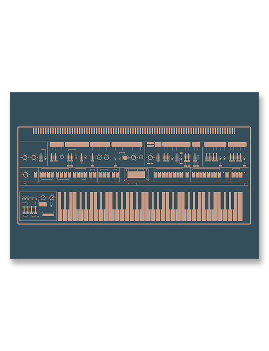 Synthesizer Poster, Inspired by Roland Jupiter-8, Blue