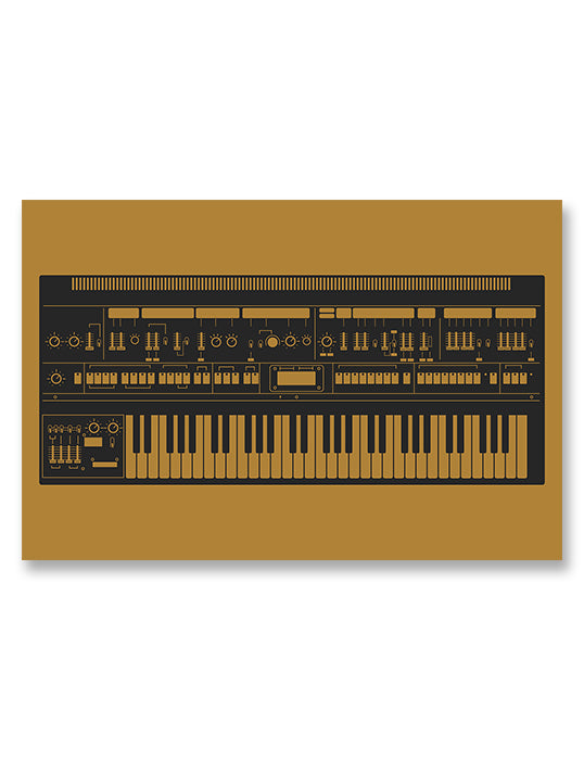 Synthesizer Poster, Inspired by Roland Jupiter-8, Yellow