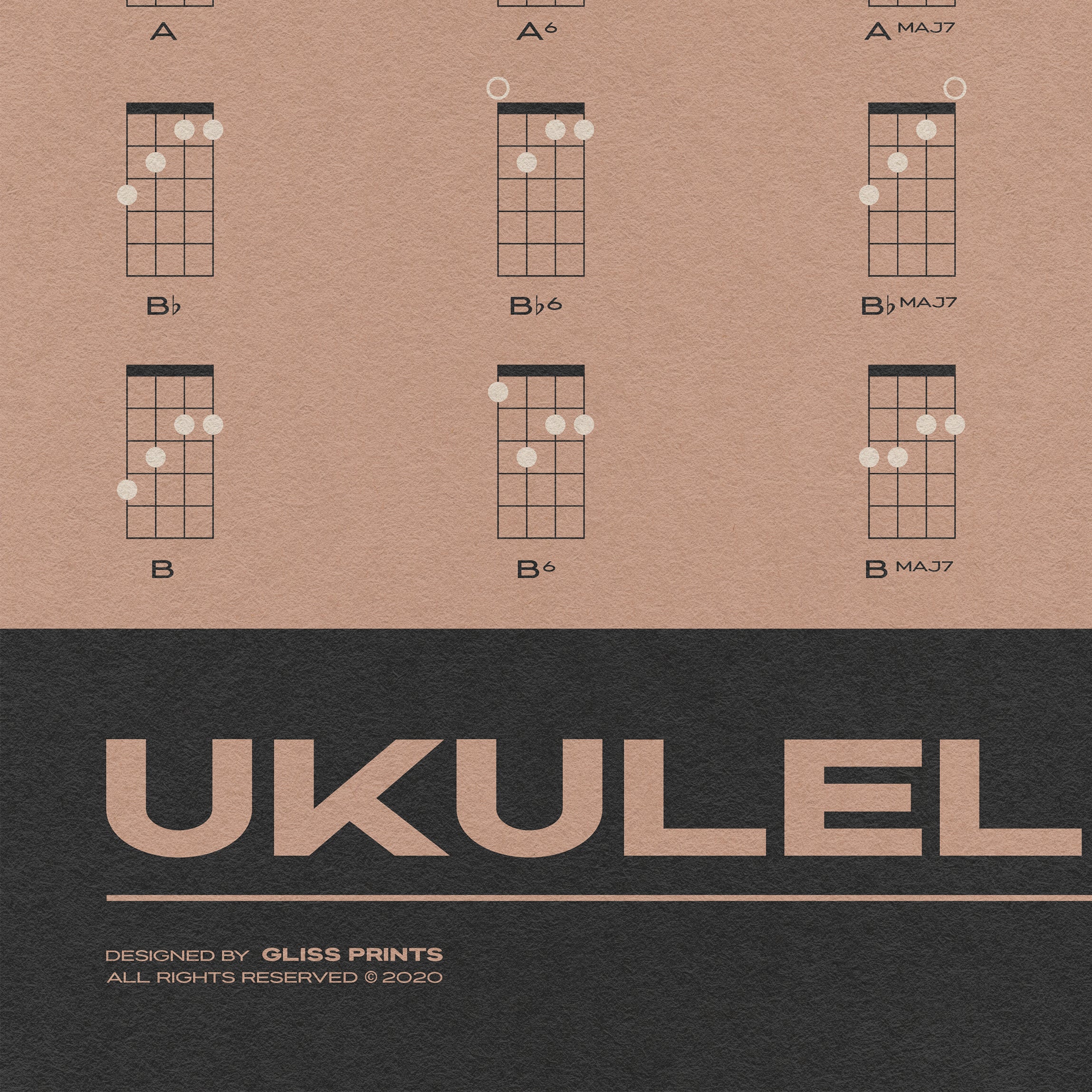 Ukulele Chord Chart, Pink