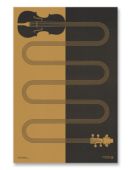 Violin Strings Art Print, Yellow