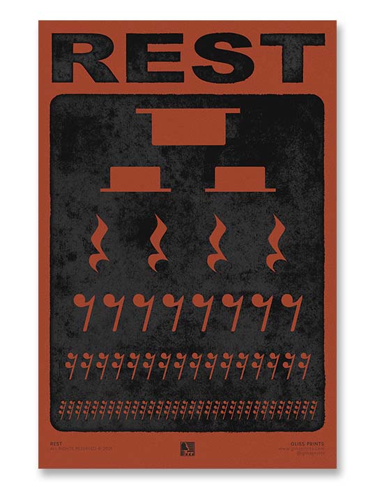 Music Rest Symbol Poster, Red