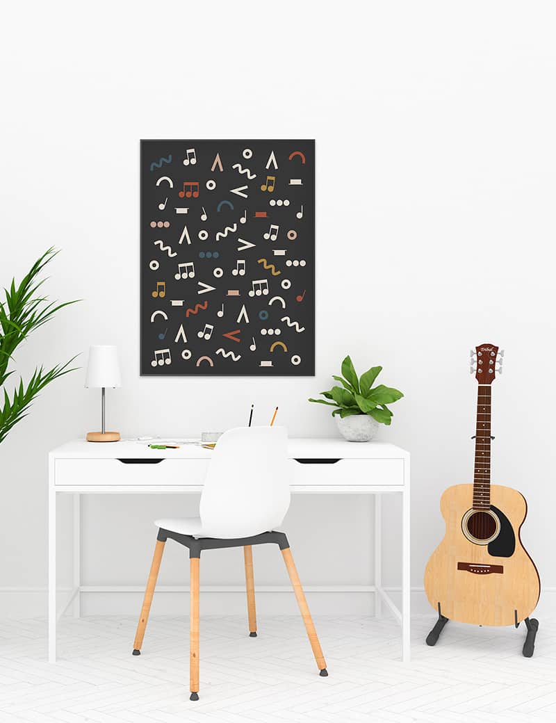 Music Notes Poster, Music Symbols, Music Room Decor, Black