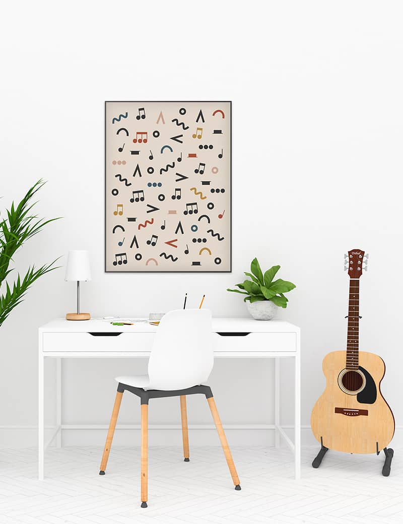 Music Notes Poster, Music Symbols, Music Room Decor, Cream